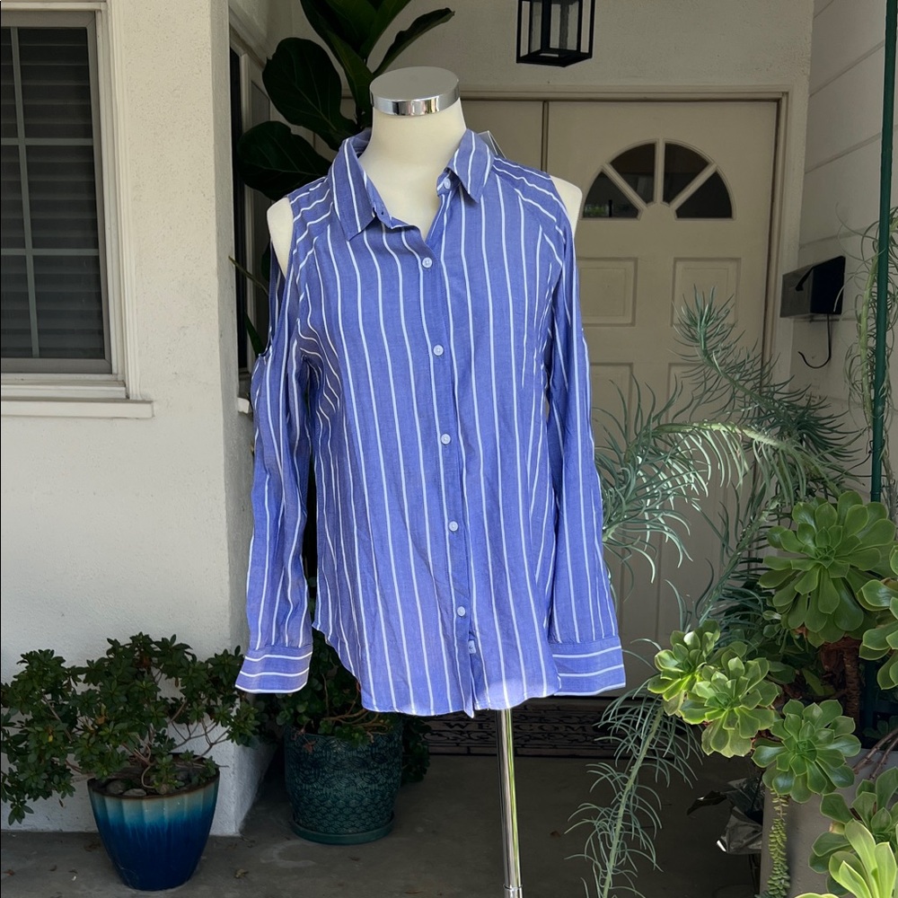 Rails Blue and White Striped Button Down Shirt